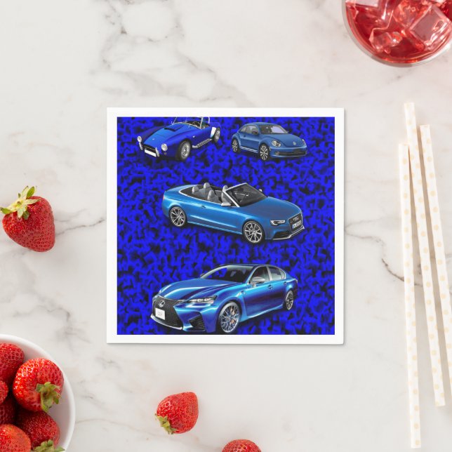 Paper Napkins, Blue Black Cars Napkins (Insitu)