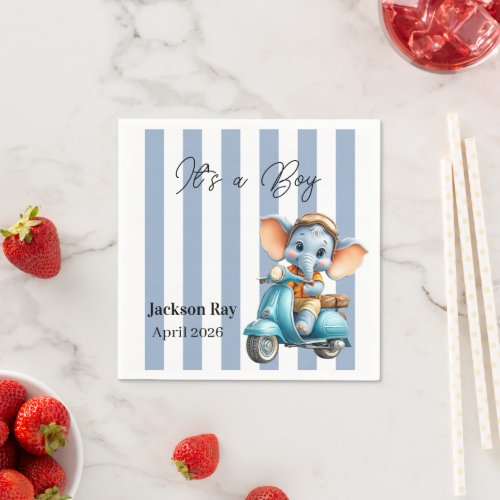 Paper Napkins, Blue Elephant Stripe Napkins 