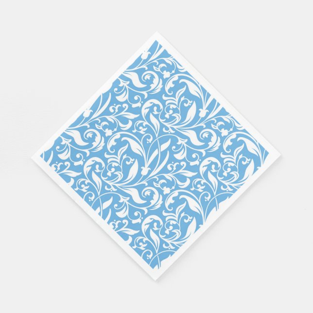 Paper Napkins-Blue Flourish Napkins (Corner)