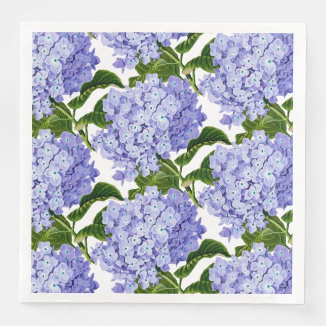 Paper Napkins-Blue Hydrangeas Dinner Napkins (Front)