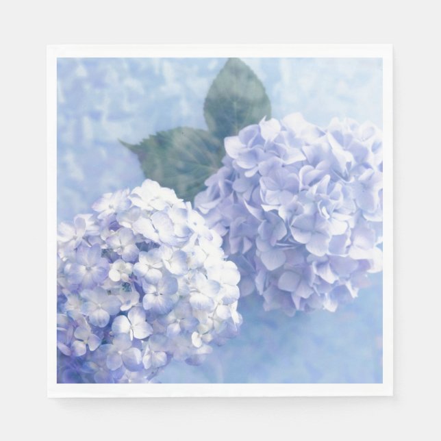 Paper Napkins-Blue Hydrangeas Napkins (Front)