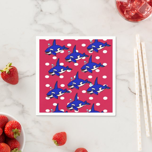 Paper Napkins, Blue Sharks Napkins (Insitu)