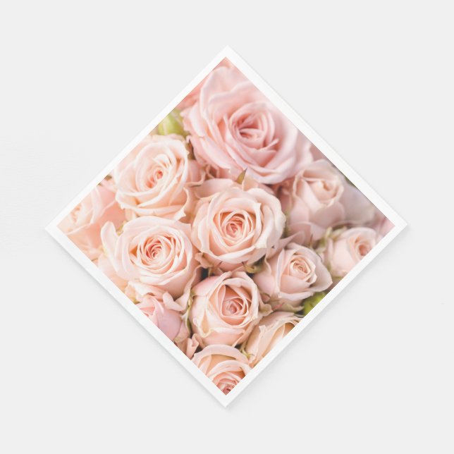 Paper Napkins-Blush Pink Roses Napkins (Corner)