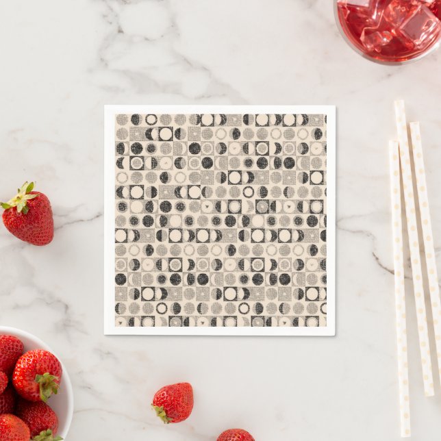 Paper Napkins, Brown Beige Black Circles Napkins (Insitu)