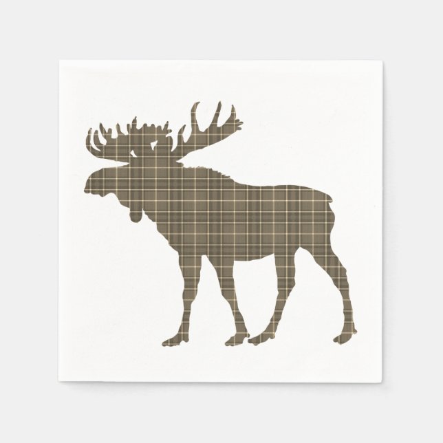 paper napkins   brown plaid moose (Front)