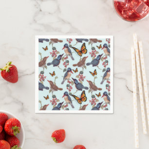 Paper Napkins, Butterfly Birds Vintage Napkins