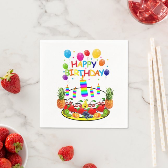 Paper Napkins, Cake Fruit Happy Birthday Napkins (Insitu)