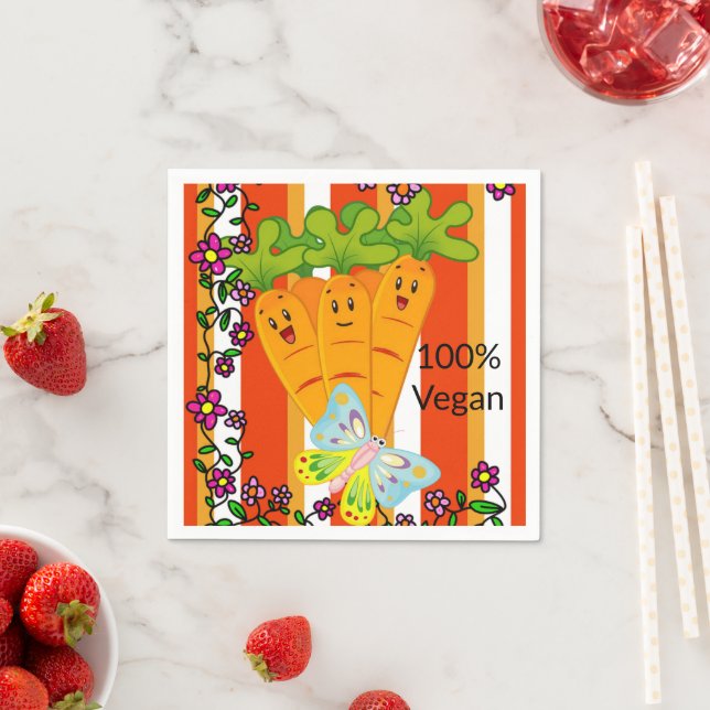 Paper Napkins, Carrots Butterfly 100% Vegan Napkins (Insitu)