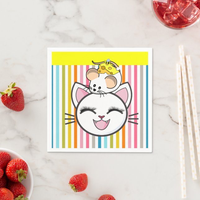 Paper Napkins, Cat Mouse Cheese Napkins (Insitu)