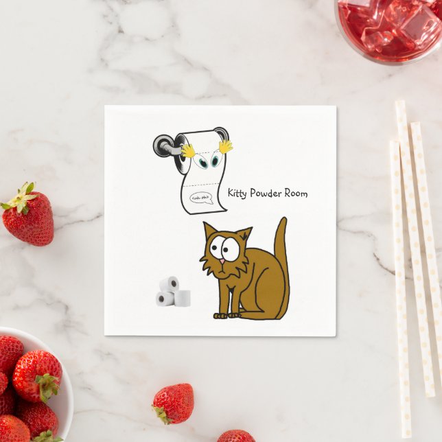 Paper Napkins, Cat Powder Room Bath Toilet Paper Napkins (Insitu)