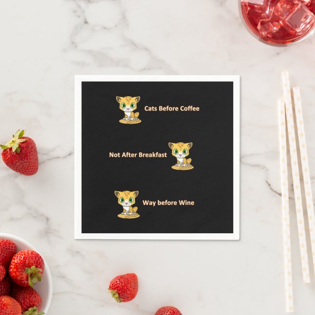 Paper Napkins, Cat Wine Coffee Breakfast Napkins (Insitu)