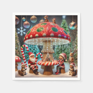 Paper Napkins: Christmas Mushroom Design Napkins