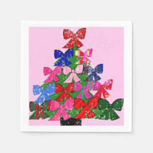 Paper Napkins, Cocktail Christmas Tree Bows Napkins