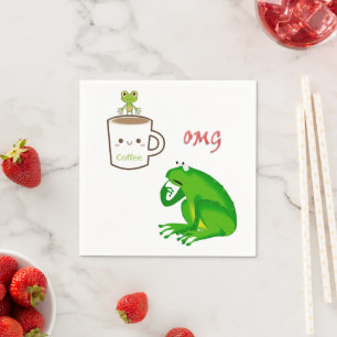 Paper Napkins, Coffee OMG Frog Napkins