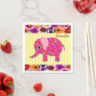 Paper Napkins, Colorful Elephant Napkins