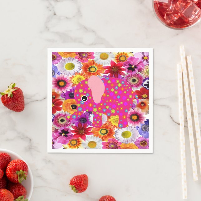 Paper Napkins, Colorful Elephant Napkins (Insitu)