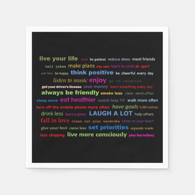 Paper Napkins Colorful Motivational Quotes (Front)