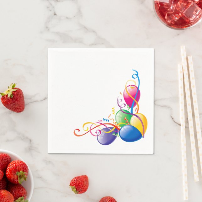 Paper Napkins, Confetti Balloons Happy Birthday Napkins (Insitu)