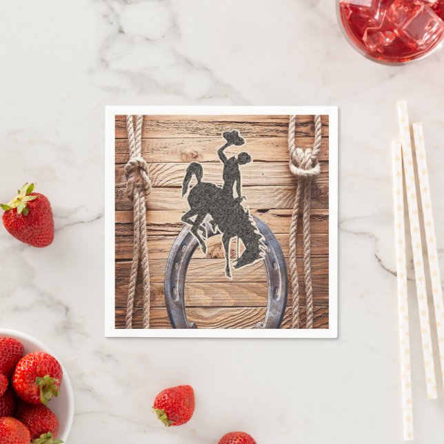 Paper Napkins, Cowboy Horse Wood Rope Napkins (Insitu)