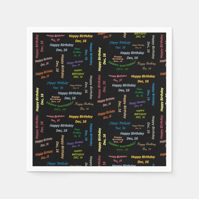 Paper Napkins December, 16 Birthday (Front)