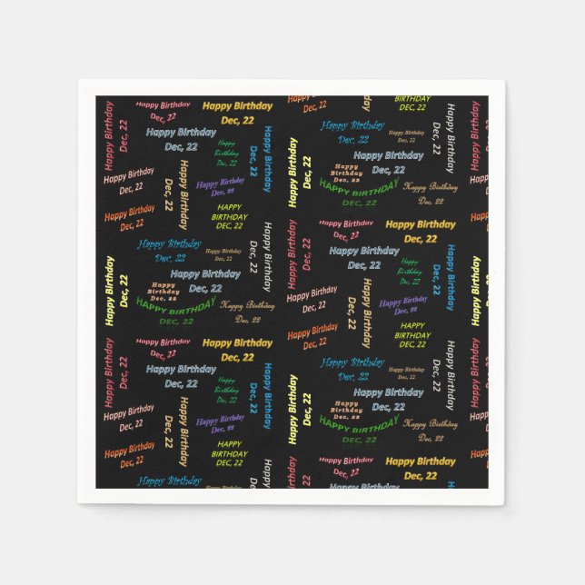 Paper Napkins December, 22 Birthday (Front)