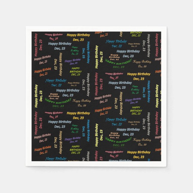 Paper Napkins December, 23 Birthday (Front)