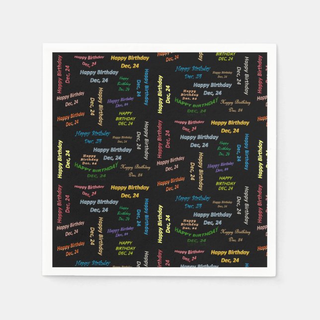 Paper Napkins December, 24 Birthday (Front)