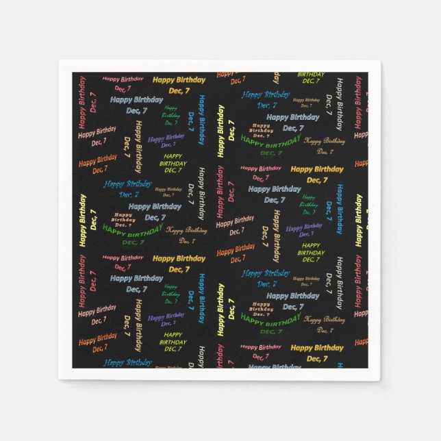 Paper Napkins December, 7 Birthday (Front)