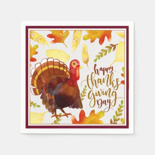Paper Napkins_Dessert_Happy Thanksgiving Turkey Napkins