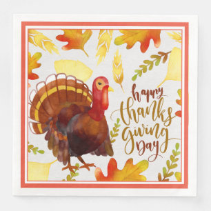 Paper Napkins-Dinner-Happy Thanksgiving Turkey Dinner Napkins