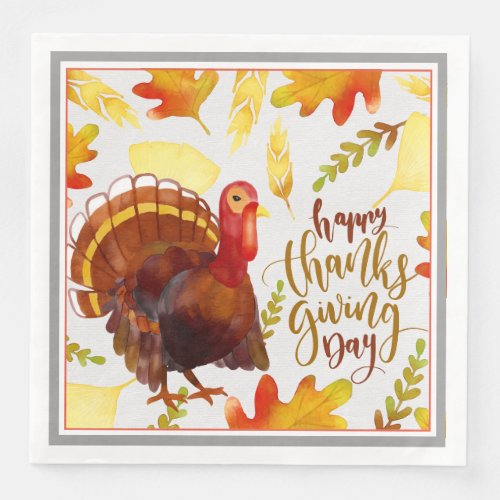 Paper Napkins_Dinner_Happy Thanksgiving Turkey Paper Dinner Napkins