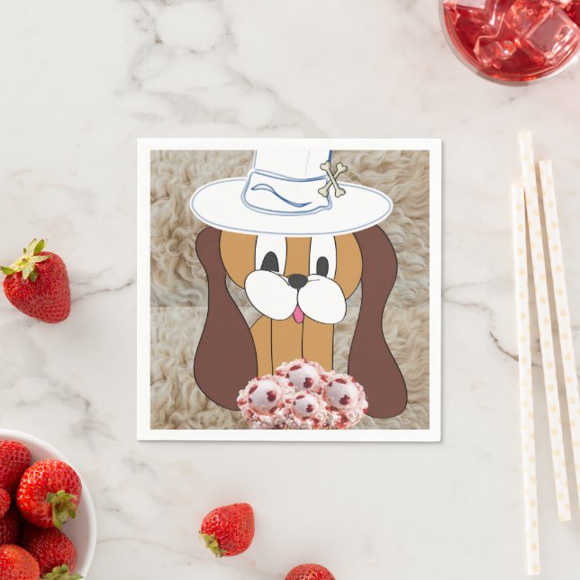 Paper Napkins, Dog  Strawberry Ice Cream Napkins (Insitu)
