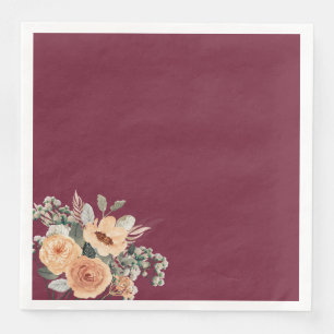Paper napkins, Elegant floral burgundy Dinner Napkins