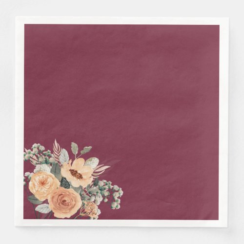 Paper napkins Elegant floral burgundy Paper Dinner Napkins