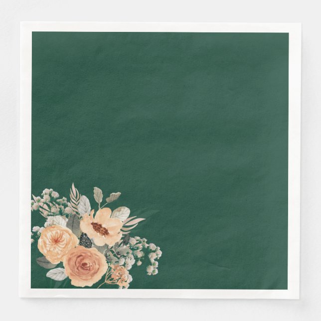 Paper napkins, Elegant floral green Dinner Napkins (Front)