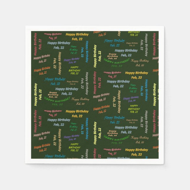 Paper Napkins February, 22 Birthday (Front)