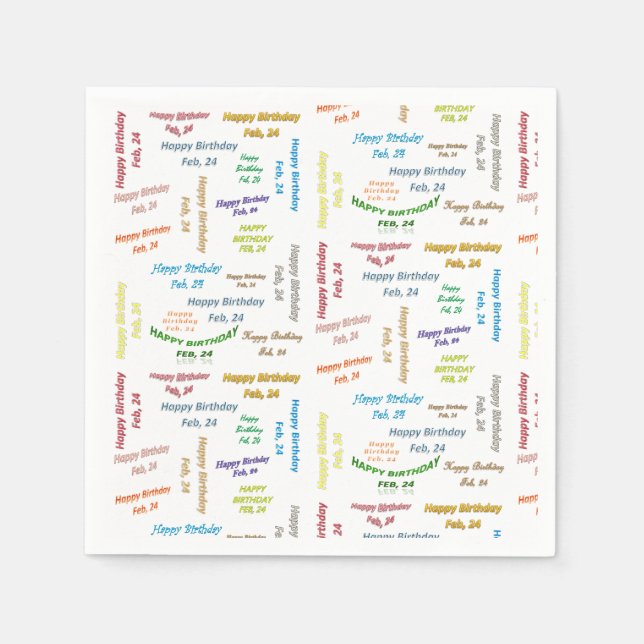 Paper Napkins February, 24 Birthday (Front)