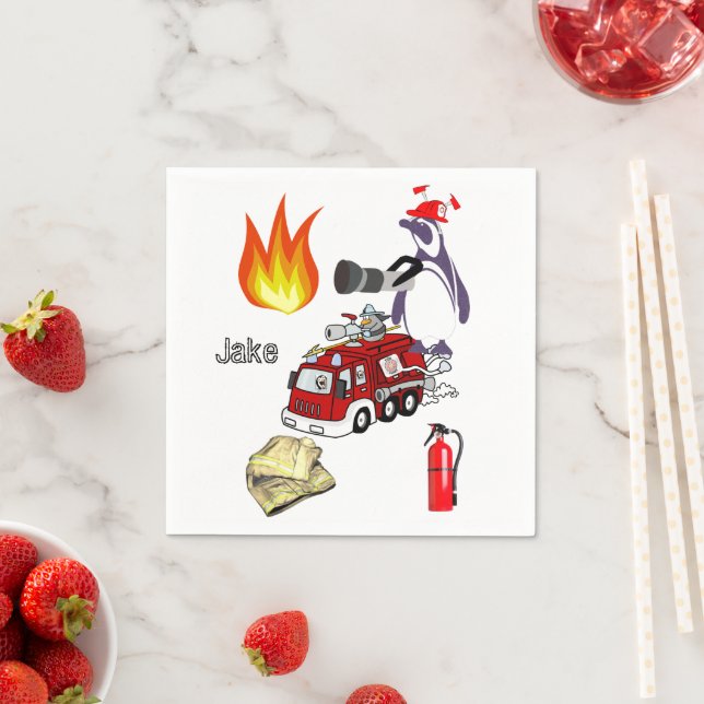 Paper Napkins, Fireman Fire Penguin Napkins (Insitu)