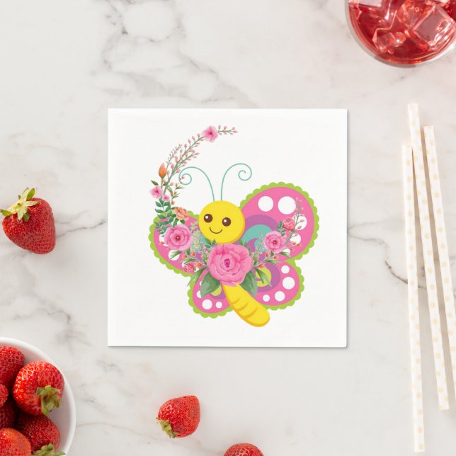 Paper Napkins, Floral Butterfly  Napkins (Insitu)