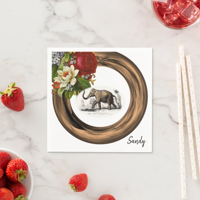 Paper Napkins, Floral Elephant Napkins (Insitu)