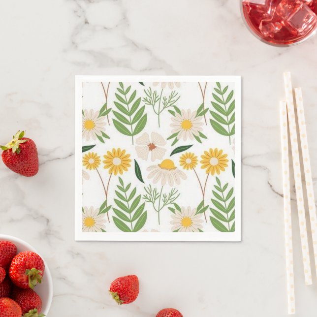 Paper Napkins, Floral Flowers Napkins (Insitu)