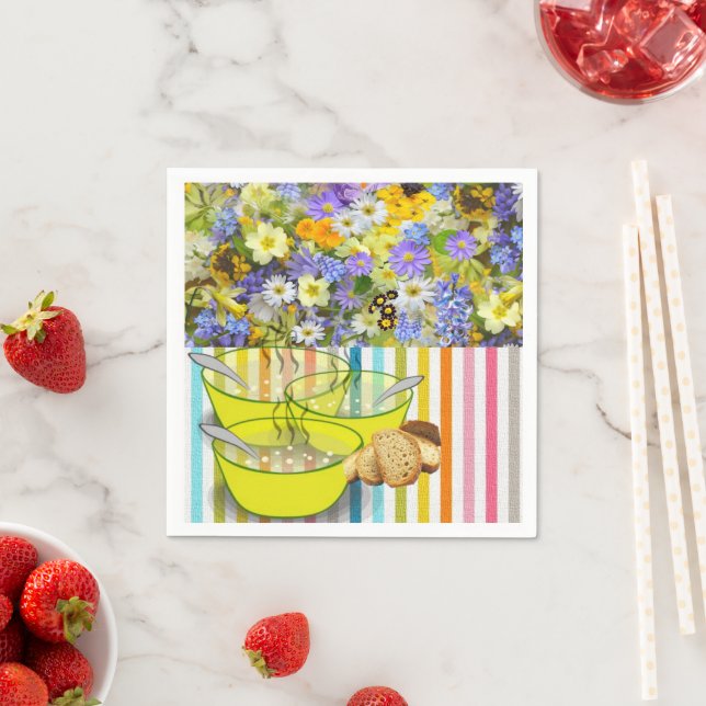 Paper Napkins, Floral Stripe Napkins (Insitu)