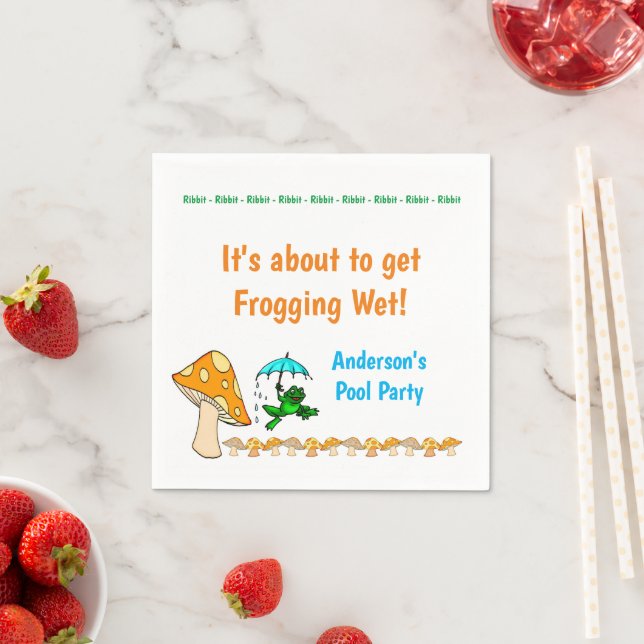 Paper Napkins, Frogging Wet Frog Mushroom Ribbit  Napkins (Insitu)