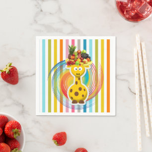 Paper Napkins, Giraffe Stripe Fruit Napkins