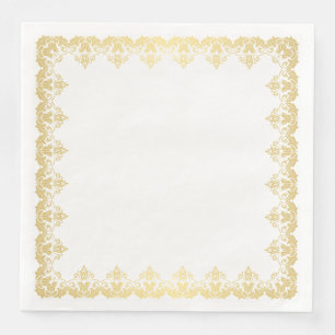 Paper Napkins-Gold Border Dinner Napkins