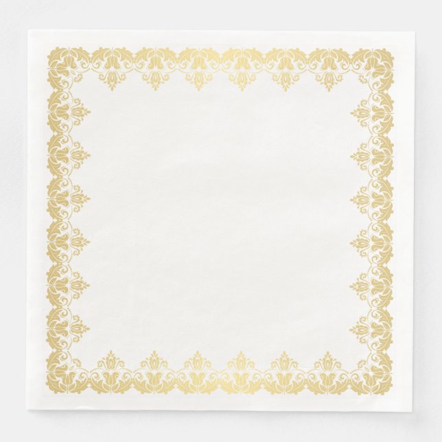 Paper Napkins-Gold Border Dinner Napkins (Front)