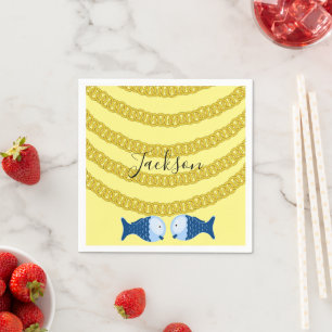 Paper Napkins, Gold Chain Fish Napkins