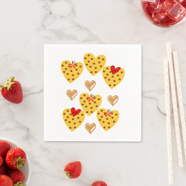 Paper Napkins, Gold Hearts Napkins (Insitu)