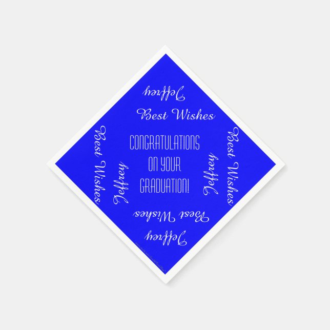 Paper Napkins, Graduation Party Names Blue White Napkins (Corner)