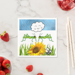 Paper Napkins, Grasshopper Clouds Bees Napkins